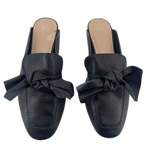 BP. Maddy Knotted Bow Black Leather Slip-On Mules Size 9.5